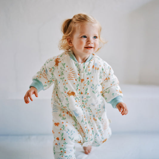 Oak Family Baby Mulberry Silk Quilted Footed Sleepwear