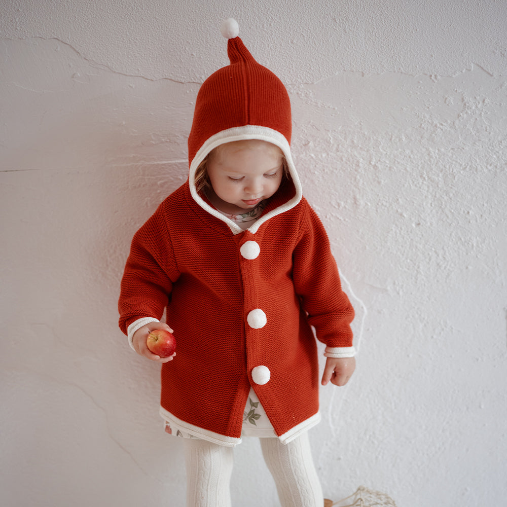 Oak Family Baby Christmas Red Knit Hoodie