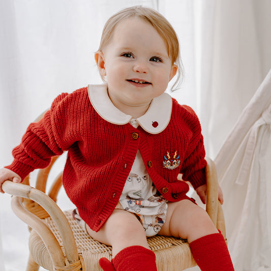 Oak Family Baby Christmas Red Knit Sweater