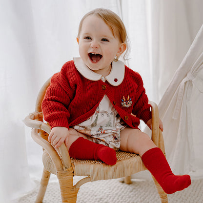 Oak Family Baby Christmas Red Knit Sweater