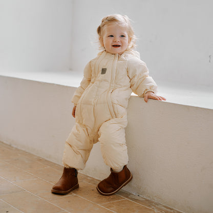 OakFamily Kids' White Goose Down Winter Snowsuit – Baby Crawling Suit