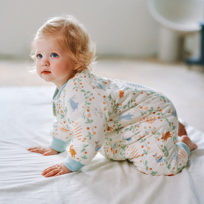 Oak Family Baby Mulberry Silk Quilted Footed Sleepwear