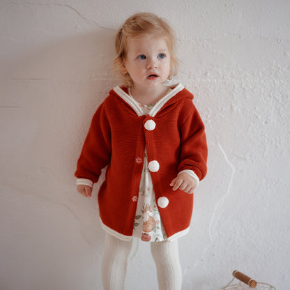 Oak Family Baby Christmas Red Knit Hoodie