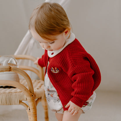 Oak Family Baby Christmas Red Knit Sweater