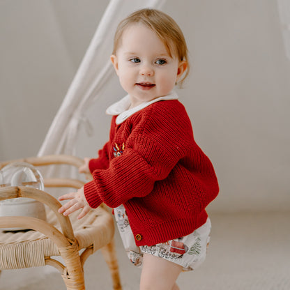 Oak Family Baby Christmas Red Knit Sweater