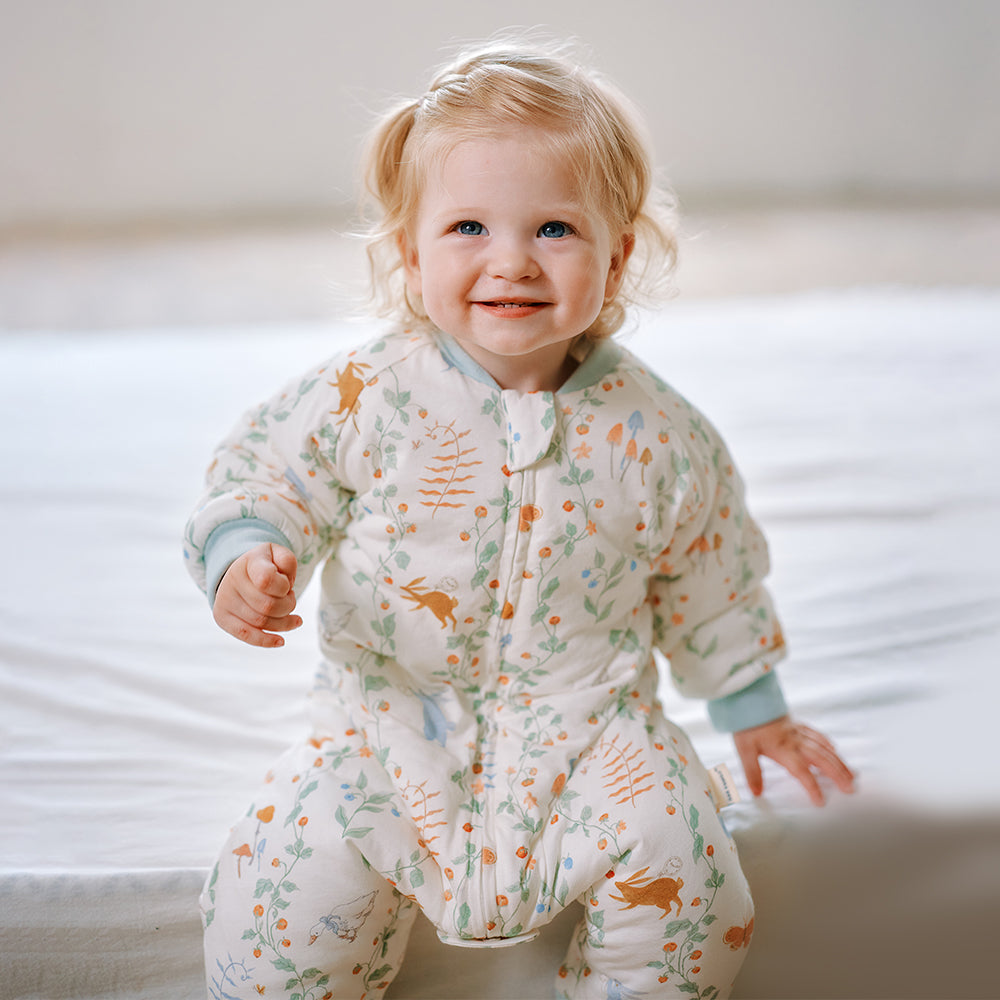 Oak Family Baby Mulberry Silk Quilted Footed Sleepwear