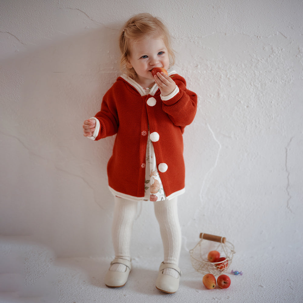 Oak Family Baby Christmas Red Knit Hoodie