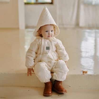 OakFamily Kids' White Goose Down Winter Snowsuit – Baby Crawling Suit