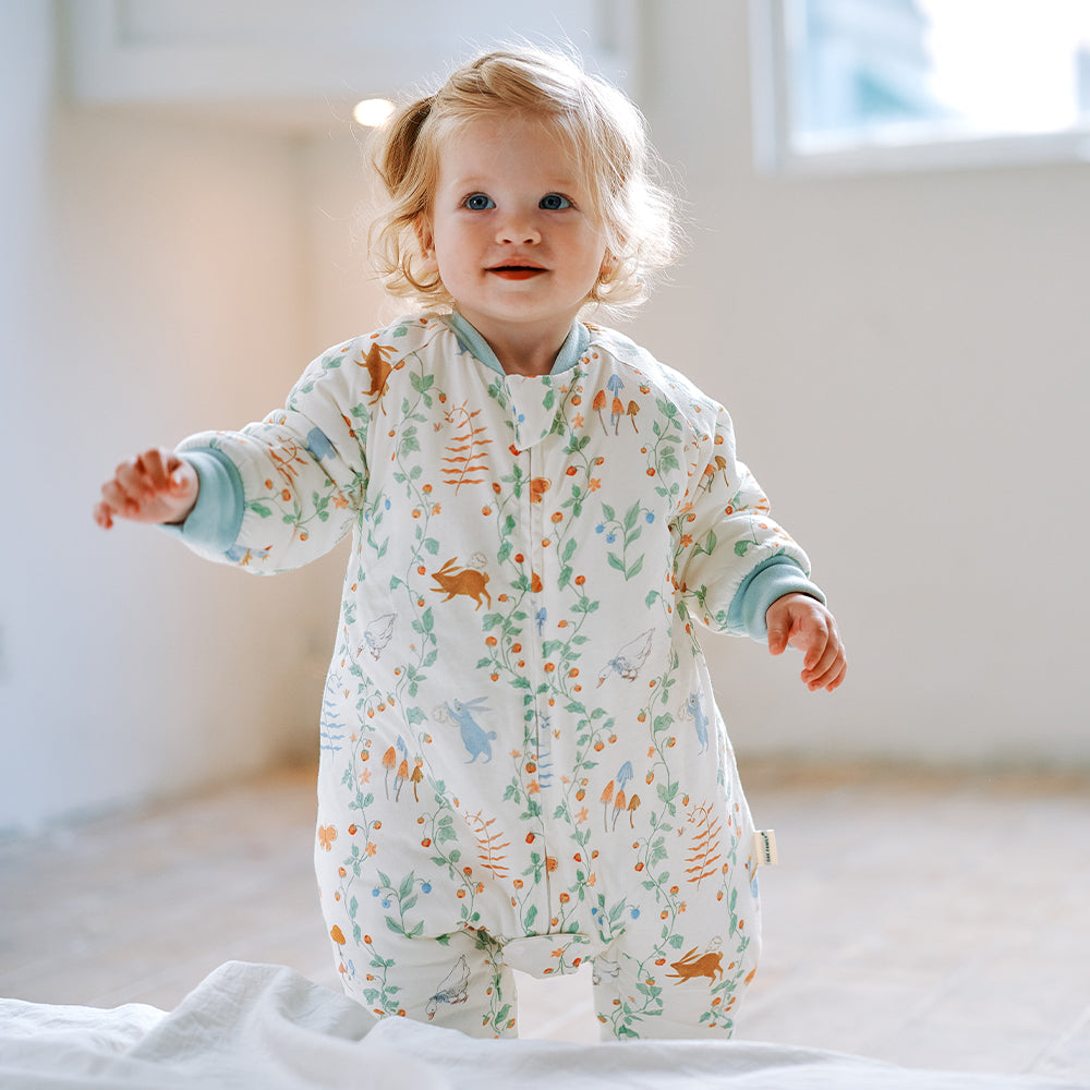 Oak Family Baby Mulberry Silk Quilted Footed Sleepwear