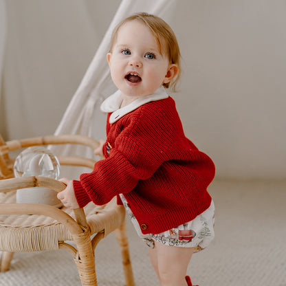 Oak Family Baby Christmas Red Knit Sweater