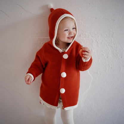 Oak Family Baby Christmas Red Knit Hoodie