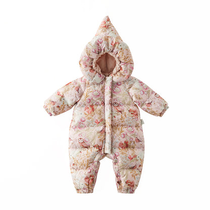 OAK FAMILY White Goose Down Newborn Jacket – Winter Baby Down Jumpsuit for Outdoor Warmth & Comfort