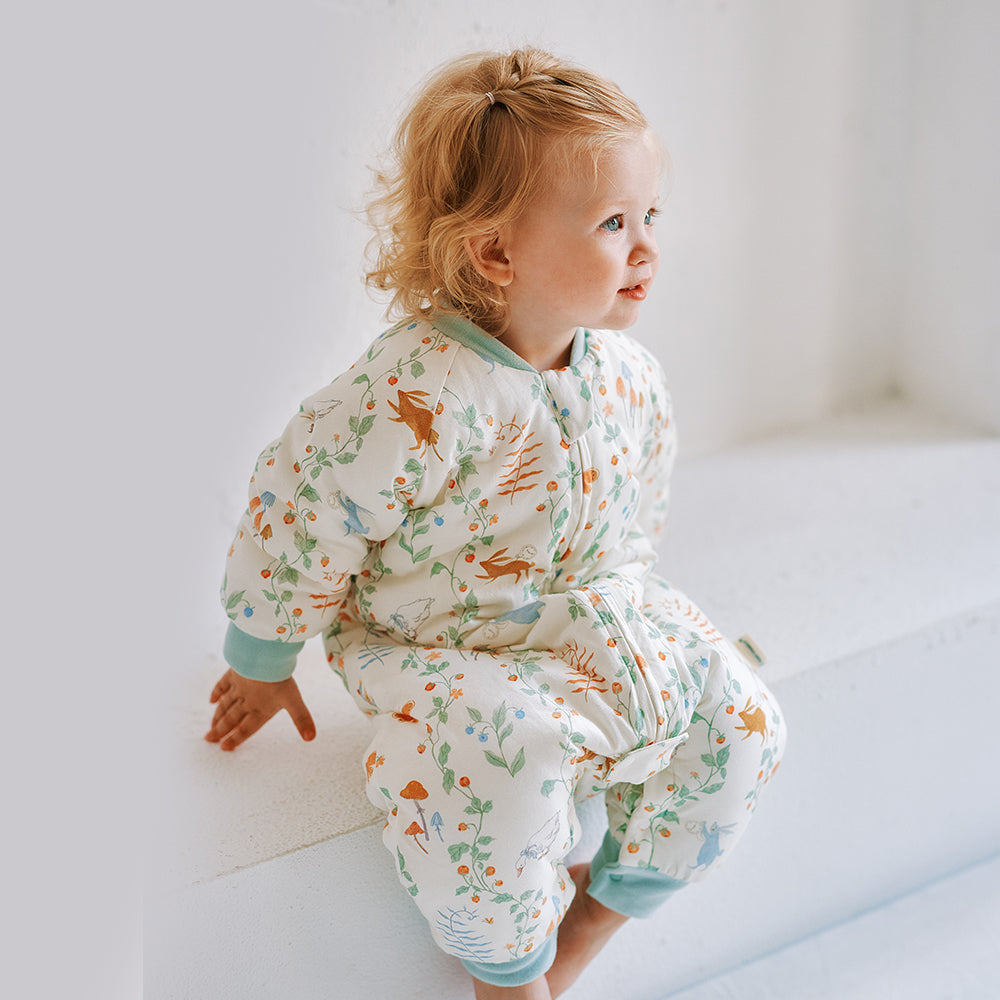 Oak Family Baby Mulberry Silk Quilted Footed Sleepwear