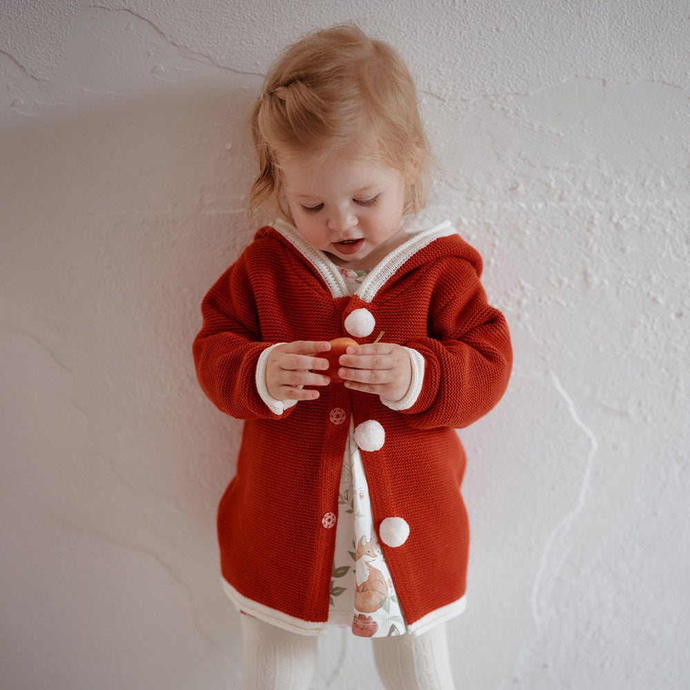 Oak Family Baby Christmas Red Knit Hoodie