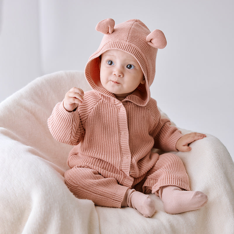 OAK FAMILY Newborn Long Sleeve Knit Wool Onesie