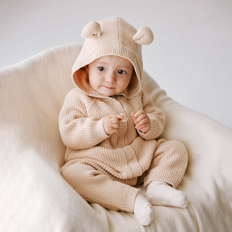 OAK FAMILY Newborn Long Sleeve Knit Wool Onesie