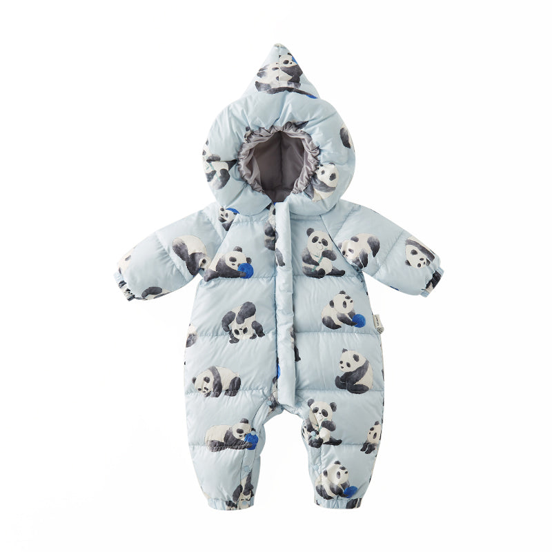 OAK FAMILY White Goose Down Newborn Jacket – Winter Baby Down Jumpsuit for Outdoor Warmth & Comfort